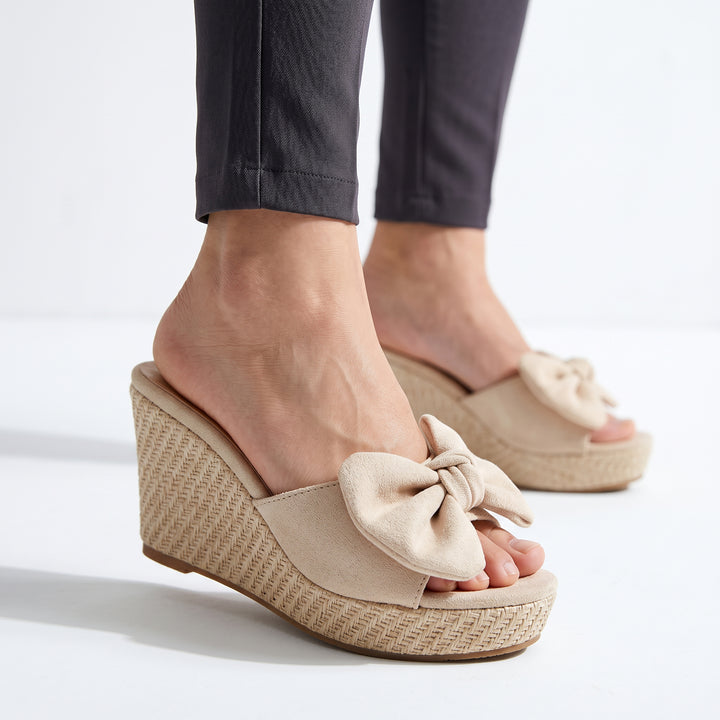 Rene Bow Wedge Sandal