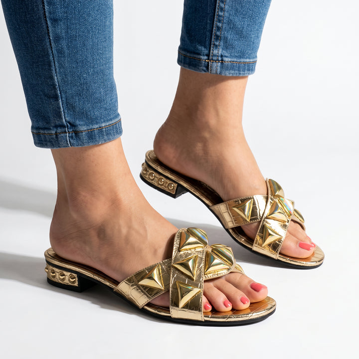 Mariam Crocskin Leather Sandal