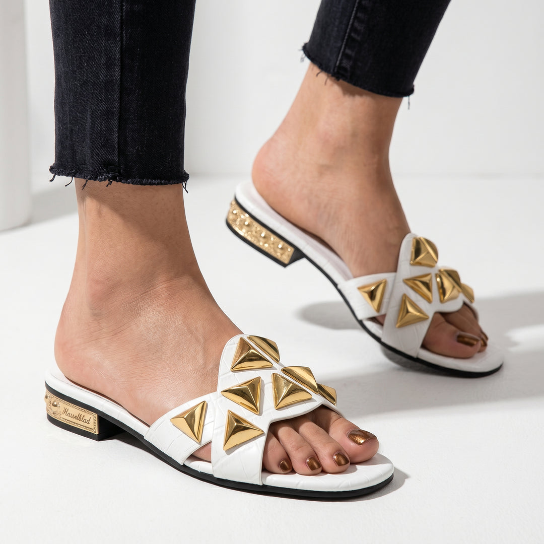 Mariam Crocskin Leather Sandal