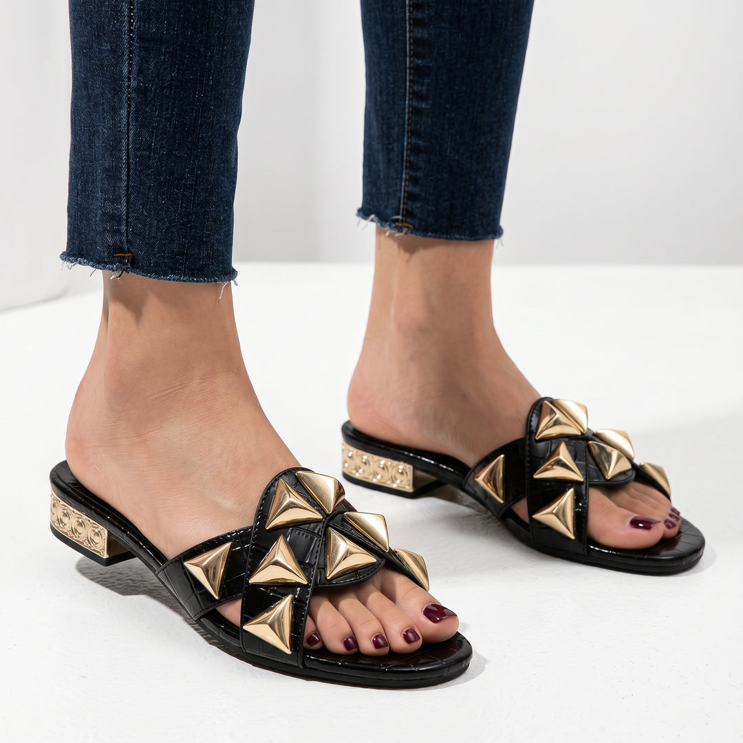 Mariam Crocskin Leather Sandal