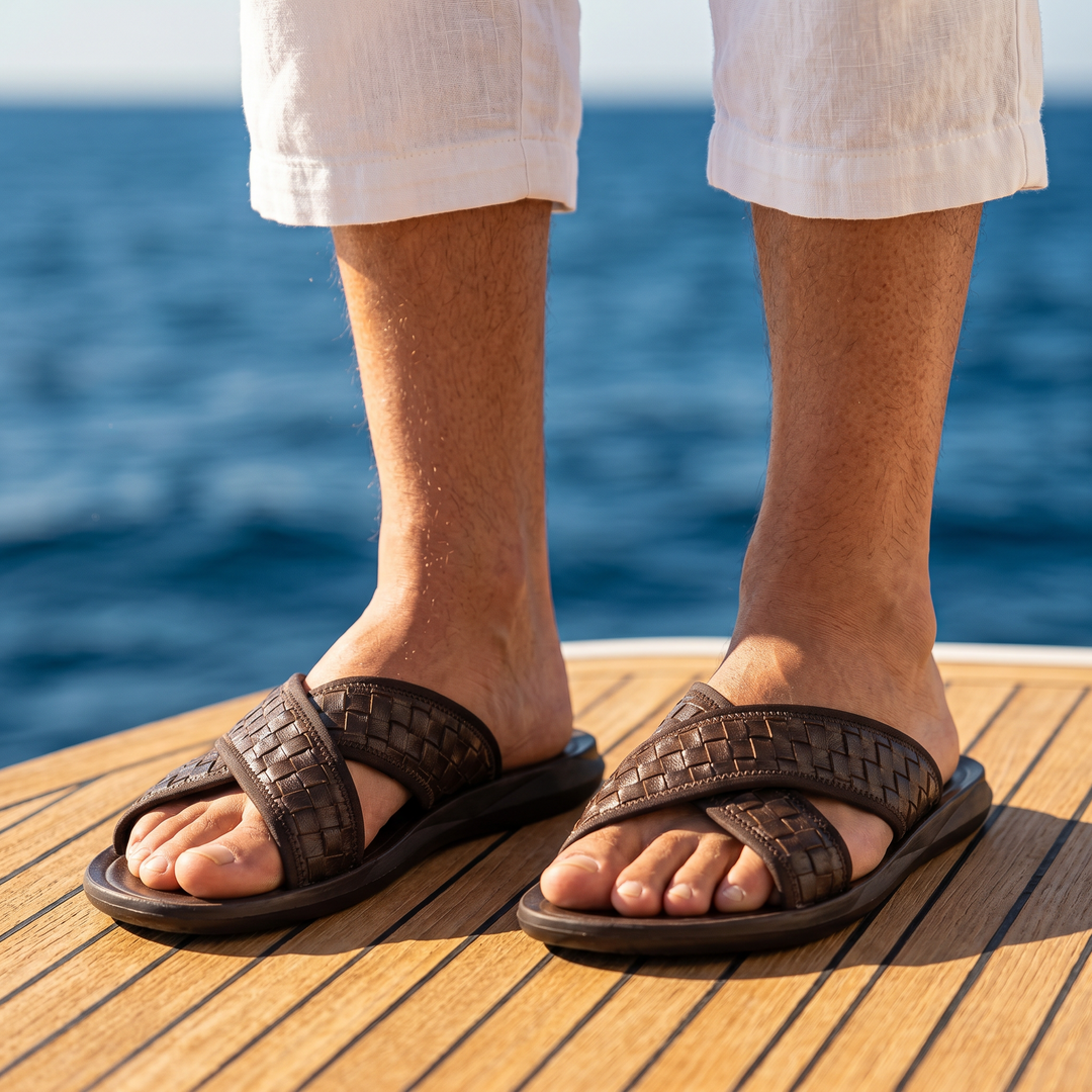 Milford Cross-Strap Leather Sandal