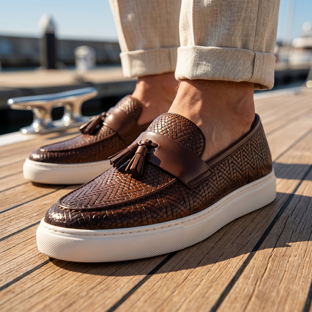 Ventio Woven Leather Tassel Loafer