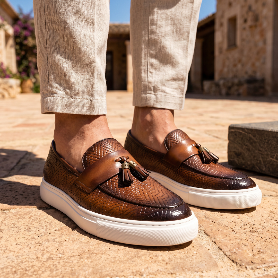 Ventio Woven Leather Tassel Loafer
