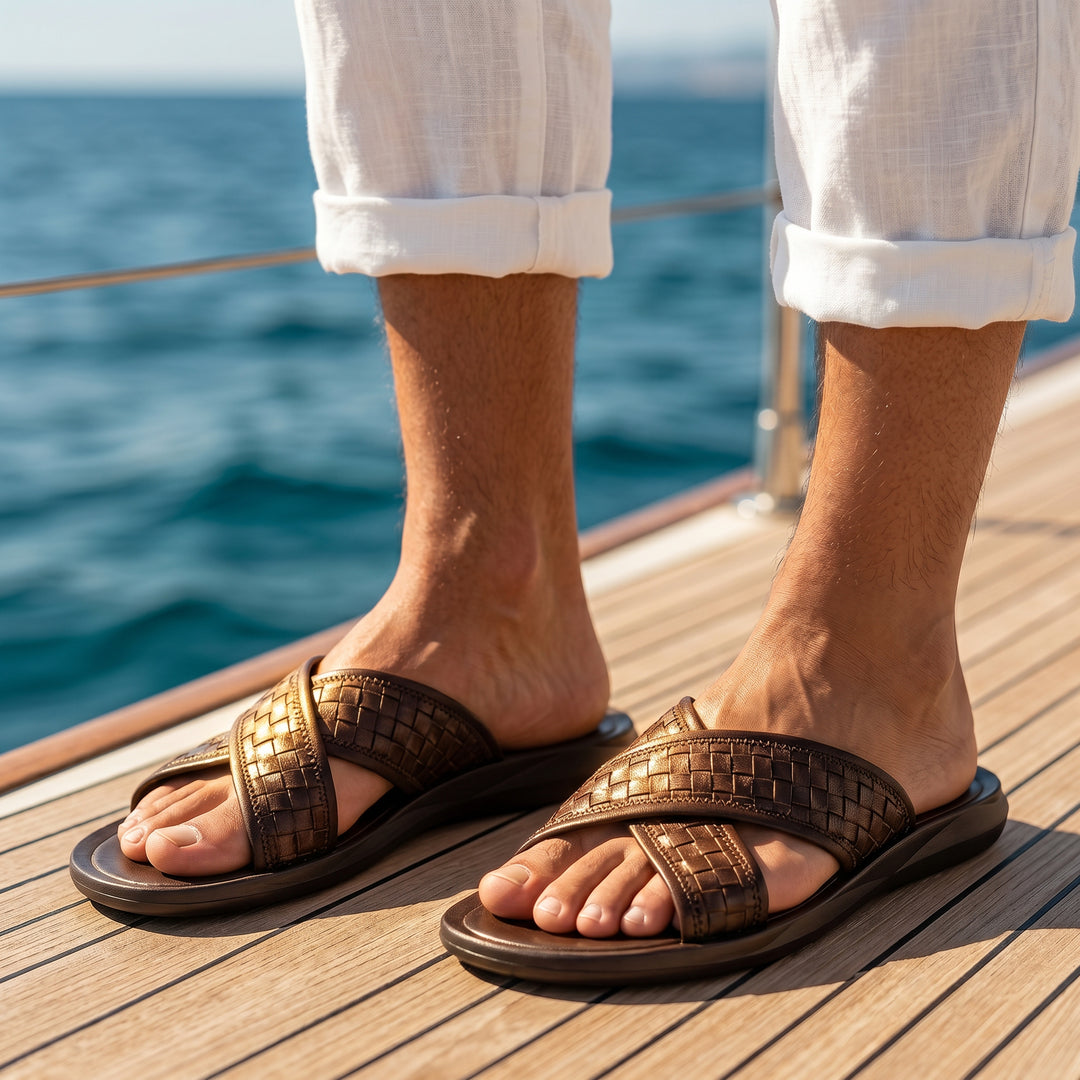 Milford Cross-Strap Leather Sandal