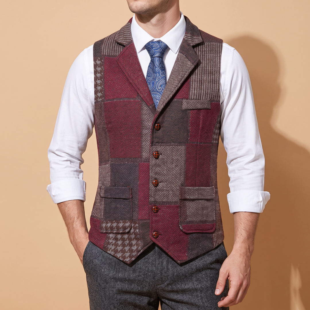 Whittington Herringbone Plaid Vest