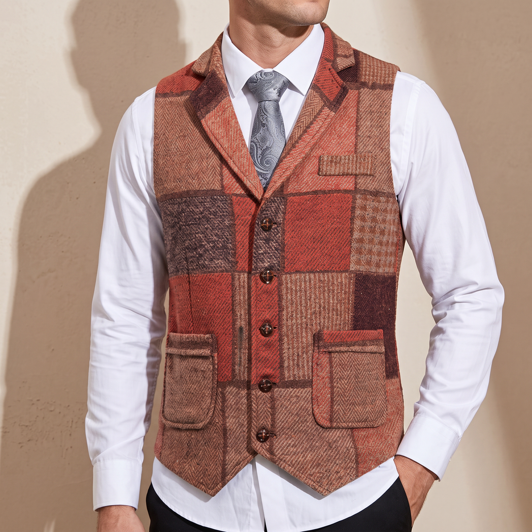 Whittington Herringbone Plaid Vest