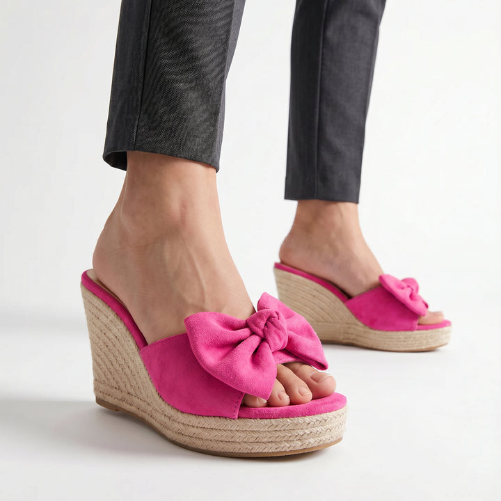 Rene Bow Wedge Sandal