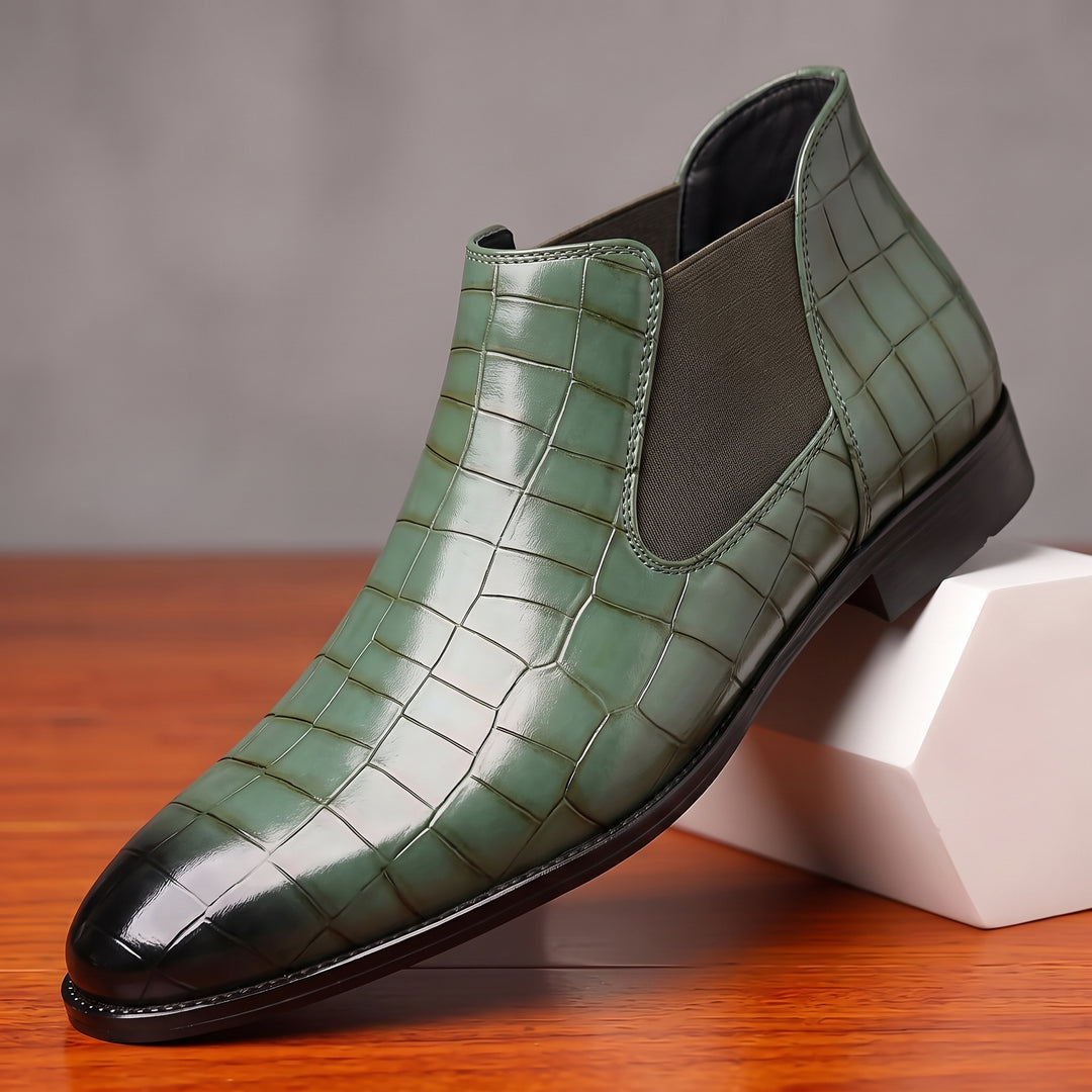 Hatcher Crocskin Chelsea Boots