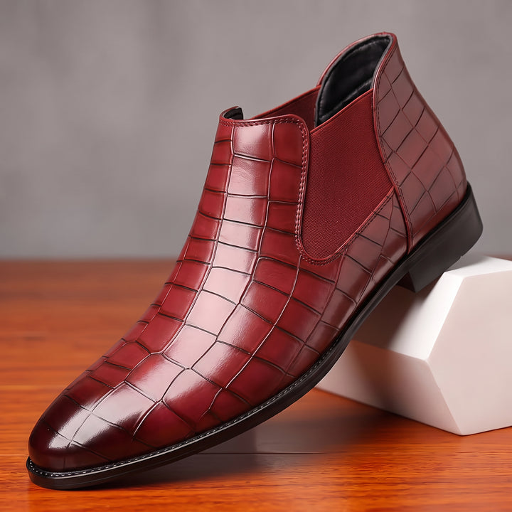 Hatcher Crocskin Chelsea Boots